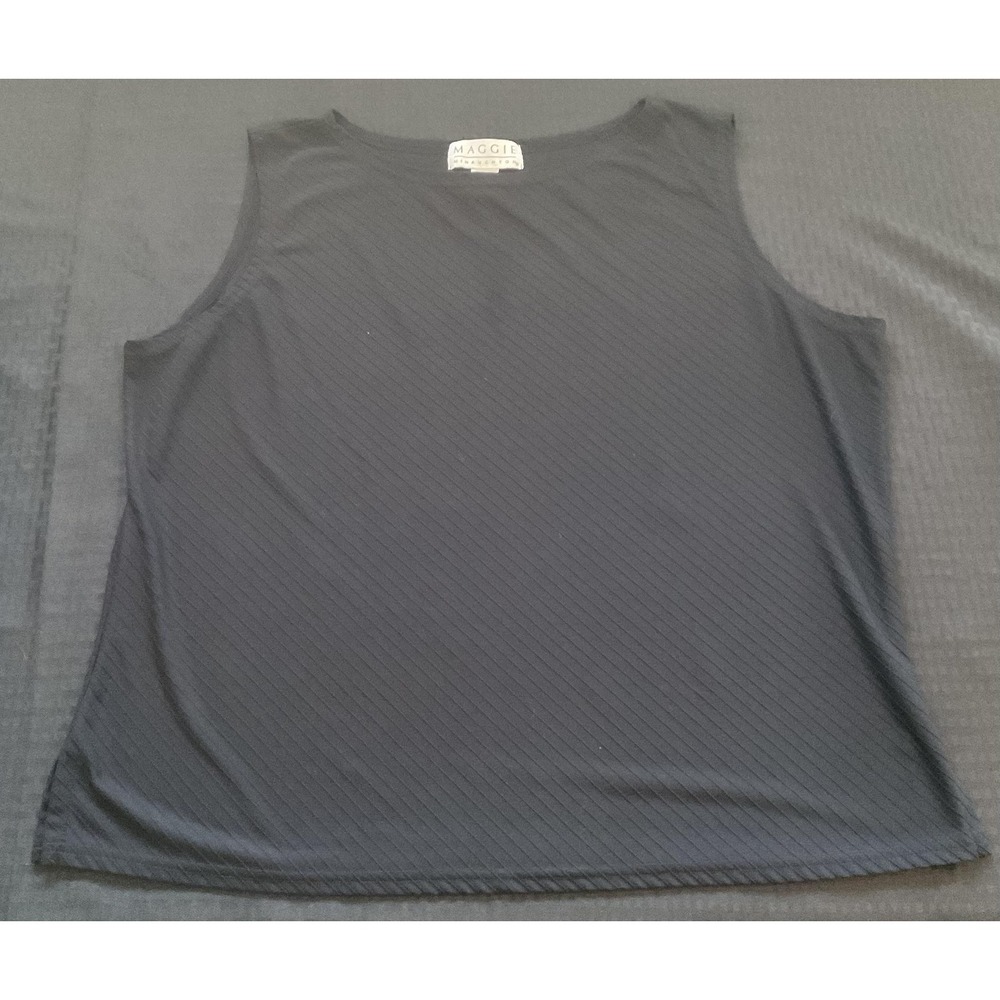 Maggie McNaughton Shirt Womens 3X Black Ribbed‎ Stretch Plus Size Tank